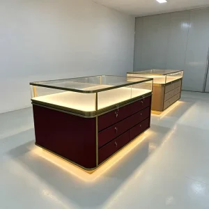 Customizable Aluminum Jewelry and Figure Display Cabinet with Storage