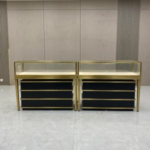 Customizable Color Jewellery Display Showcase Cabinet Transparent Tempered Glass LED Lighting Waterproof Design For Commercial