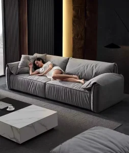 Customizable Green Modular Leather Lounge Sectional Sofa Set for Home Apartment or Hotel Living Room Furniture