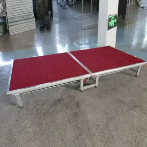 Customizable-Height Hotel Stage Steel Movable Folding Portable Stage with Wheels and Plywood Construction