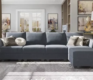 Customizable L-Shaped Four-Seater Modular Sofa for Hotel or Home