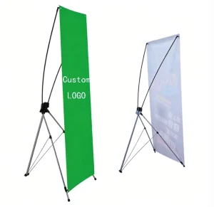 Customizable Logo X Banner Stand, Portable Aluminum Display Stand