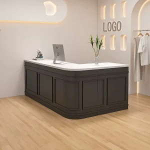 Customizable MDF Beauty Salon Reception Desk with LED Light for Hotel and Commercial Use