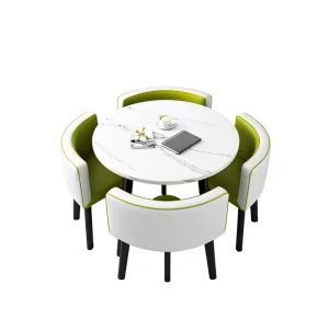 Customizable MDF Round Restaurant Dining Table and 4-Chair Set