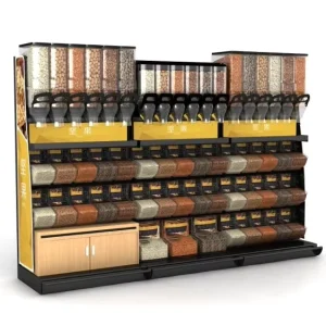 Customizable Metal Display Rack with Storage Wooden Cabinet for Supermarkets