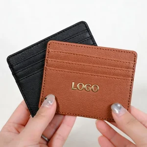 Customizable Metal logo Slim Wallet and Business Card Holder Luxurious PU Material Gifts Ladies Credit Card case