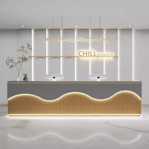 Customizable Modern Reception Counter for Hotel, Office Building, or Mall