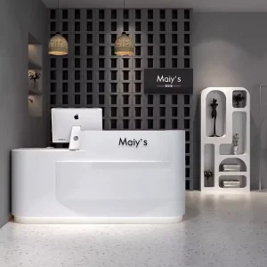 Customizable Modern White Reception Desk for Nail Salons