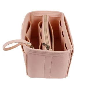 Customizable Size Felt Handbag Organizer Insert Multi Pocket Zipper Makeup Liner Fits Most Tote Bags