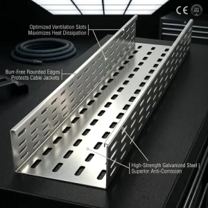 Customizable Ventilated Galvanized Trough Perforated Cable Tray with Accessories