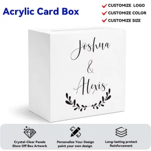 Customization Premium Modern Acrylic Wedding Card Box Custom Logo Easy Assembly Customizable Size Thickness White Card Storage