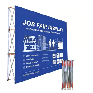 Customized 250g Knitted Fabric Foldable Metal Vintage Style Freestanding for up Stand Backdrop Wall Advertising Displays