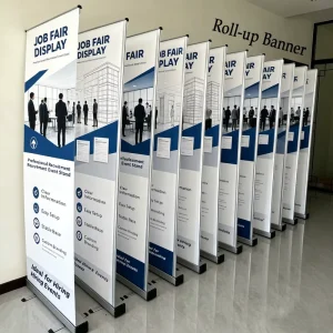 Customized 80*200 Aluminum Roll-Up Banner Stand Lightweight Retractable Advertising Display Rack