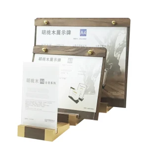 Customized Acrylic Menu Sign with QR Code Display Wooden Stand for Table Advertising and Price List