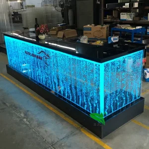 Customized Acrylic Reception Desk with LED Water Bubble Wall