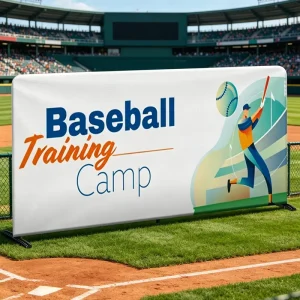 Customized Advertising Fence Banners and Tension Fabric Fence Display Stands for Baseball Events
