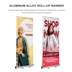 Customized Aluminum Roll Up Banner Stand Retractable Kakemono Display Rack
