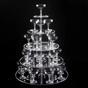 Customized Clear and Colorful Acrylic Wine Tower Display Stand for Weddings and Parties