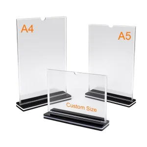 Customized Double Sided A4 A5 Acrylic Table Top Menu Card Display Multi Use Menu Holder Business Card Advertising Sign Rack