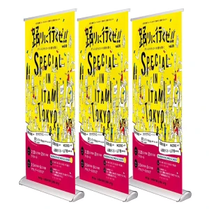 Customized Exhibition Roll-Up Banner Poster with Full-Color Design and Aluminum Stand
