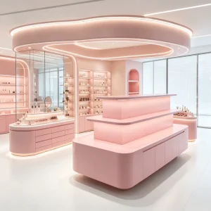 Customized Exquisite Retail Cosmetics Store Display Cabinet Furniture Display Stand with Light and Luminous