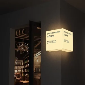 Customized LED Light Box Signage, Outdoor Coffee Shop, Bookstore, Indoor L-Shaped Acrylic Light Box
