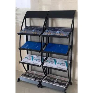 Customized Logo Floor Type Retail Store Metal Information Book Newspaper Brochure Magazine Display Rack