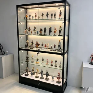 Customized Modern Jewelry Model Display Showcase Counter LED Light Mirror Sliding Door Glass Display Cabinet for Retail Store