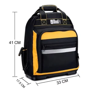 Customized Oxford Construction Plastic Bottom Heavy Duty Portable Electrical Tools Backpack Tool Bag