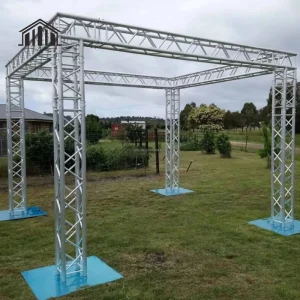 Customized Portable Stage Platform Adjustable Height 6-Pillar Arch Roof Spigot Bolt Truss Structure for Outdoor Concerts