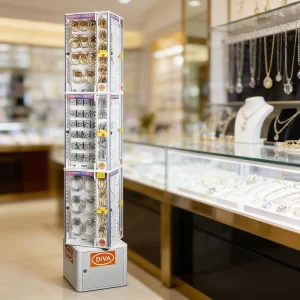 Customized Rotating Acrylic Jewelry Display Cabinet with Multi-Layer Transparent Storage Rack