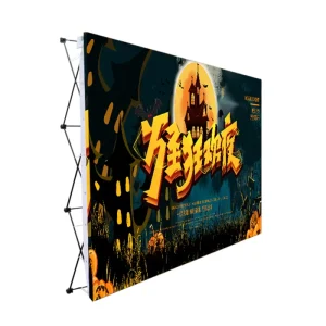 Customized Size Folding Lightweight Iron Frame Media Wall Photo Booth Trade Show Tension Fabric Stand Pop up Backdrop Display