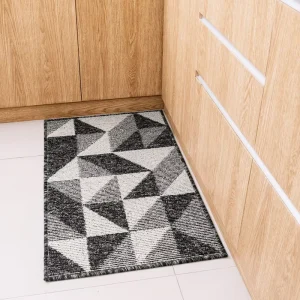 Customized Size Geometric Pattern Anti-Slip Quick-Dry Cushioned Washable Kitchen Rug
