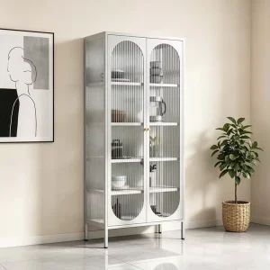 Customized Steel Glass Cabinet Showcase with Adjustable-Height Shelves Eco-Friendly Waterproof Display Cabinet