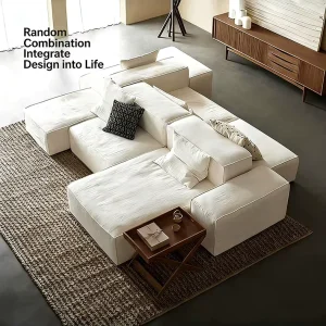 Customized Wabi-Sabi Cream Style Compressed Fabric Sofa Bed Modular Set