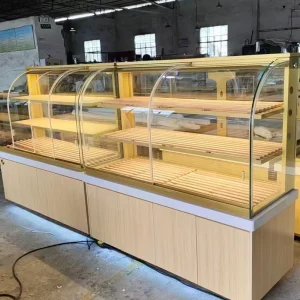Customized Wood Display Cabinet and Shelf for Bakery Shop Cakes and Bread