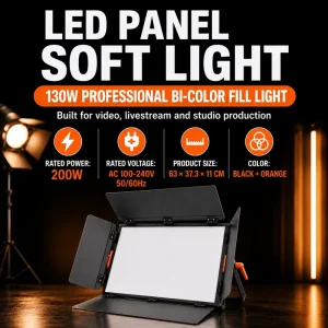 DMX512 High CRI LED Flat Soft Light with 3200K, 4000K and 5600K Quick Switch for Commercial Fill Lighting
