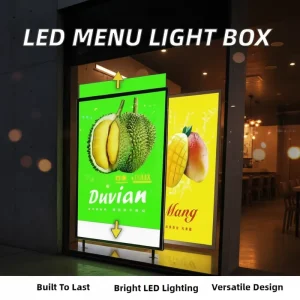DX-2401-27 A1A4 Aluminum Frame Wall Mounted LED Light Box 5000 Lumens Dustproof Tempered Glass Poster Advertising Sign