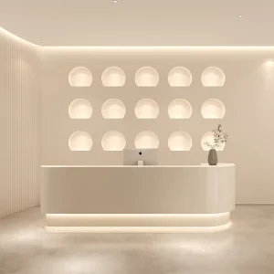 Dental Arc Reception Desk with Baking Lacquer Finish for Salon or Hospital