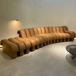 Designer Serpentine Arc Modular Convertible Sofa Set PU Leather Modern Style for Apartment and Villa