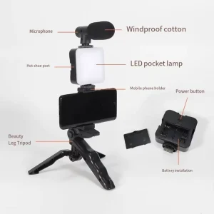 Desktop Beauty Lighting with 49 LEDs 5600K Mini Fill Light for Live Stream & Video Conference Powered by AAA Batteries