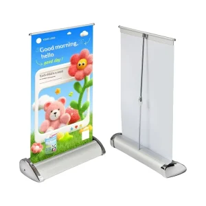 Desktop Mini Roll Up Banner Custom-Made Aluminum Alloy A4 A3 Poster Stand Retractable Vertical Signboard Display Rack