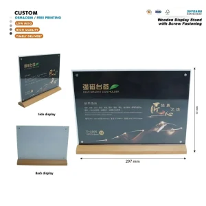 Desktop Sign Holder Solid Wood Base Magnetic Clear Acrylic Display Stand for Retail Price List