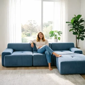 Detachable Modular L Shape Sectional Sofa Set Ottoman Three Seat Corduroy Fabric Eco Friendly Modern Apartment Villa Workshop