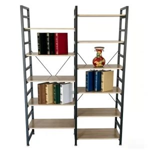 Detachable Multifunctional Metal and Wood Ladder Storage Shelf for Home Living Room