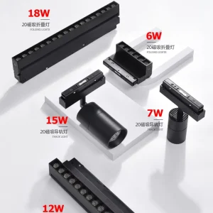 Dimmable Magnetic Track Rail System 9W 12W 18W 24W Grille COB LED Spotlight 90° Aluminum Light