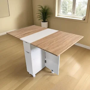 Dining Tables Folding Extendable Furniture with Sliding Movable Space Saving Conference