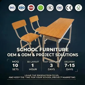 Direct Manufacturer Customizable Double Desk Set, BIFMA Certified, for College Classrooms and Training Rooms