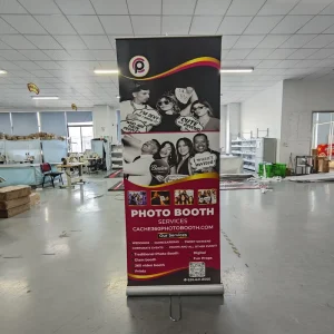 Direct Sale Double Sided Wide Base Roll up Banner Stand Aluminum Frame With Printed Scrolling Display For Advertising Purpose