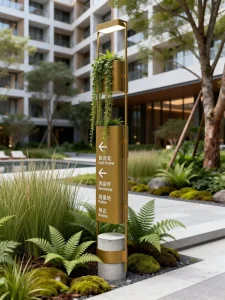 Directional Metal Signage Stand for Shopping Mall Wayfinding and Information Display